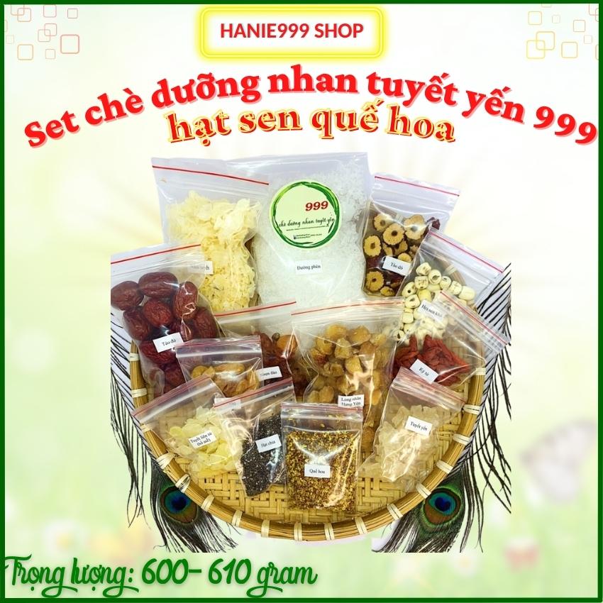 Set chè dưỡng nhan tuyết yến hạt sen quế hoa 999 -13 nguyên liệu-Freeship-Siêu rẻ siêu mát lạnh ngày hè dùng cho 10-12 người-600 gram-4 set tặng 1 set sâm rong biển 55k-Hanie999 Shop-Hanie 999