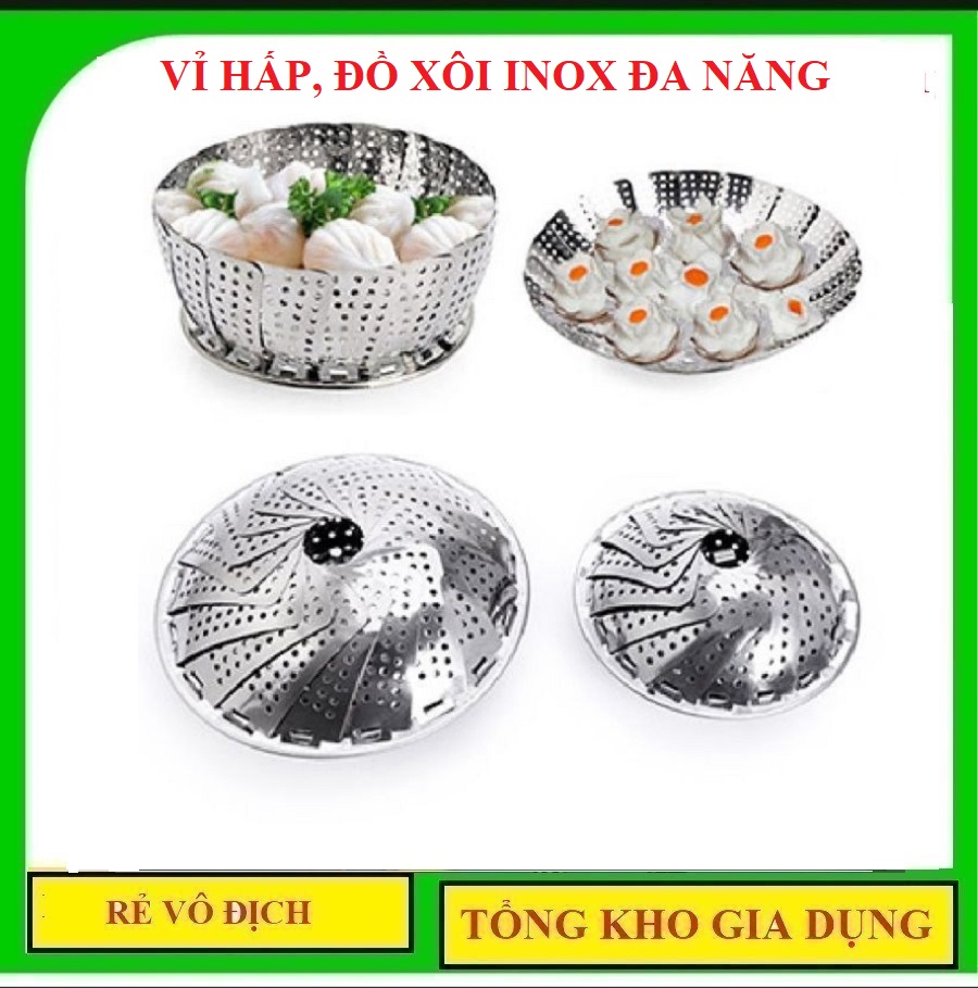 [GIÁ SỈ] Vỉ hấp, vỉ đồ sôi, Vỉ xửng hấp inox xòe cao cấp có thể bung gập dễ dàng tiện lợi phù hợp hầu hết các loại nồi kèm video trong bài