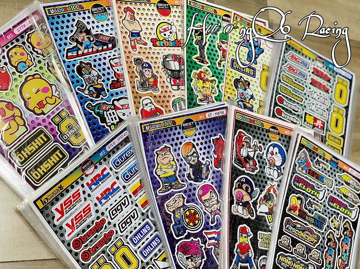 Tem Sticker Hoạt Hình Dán Xe Chữ YSS, OHLINS, BREMBO, MẮT FENDI..