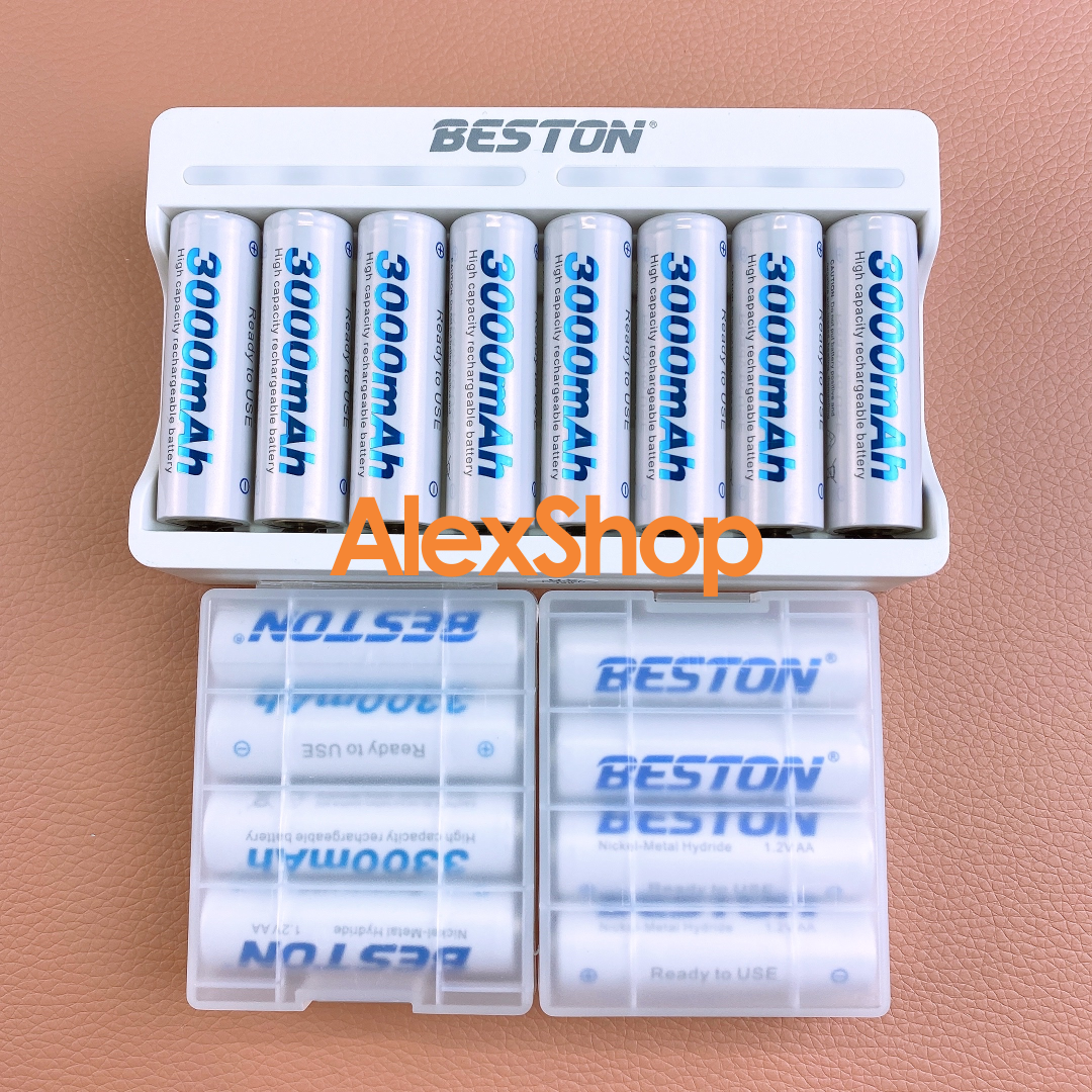 [13 Lựa Chọn] Pin Sạc BESTON Và Máy Sạc 8 Cổng c833 AA/AAA 3300/3000/1200/1300mAh Chỉ Pin Sạc Hoặc Kèm Sạc