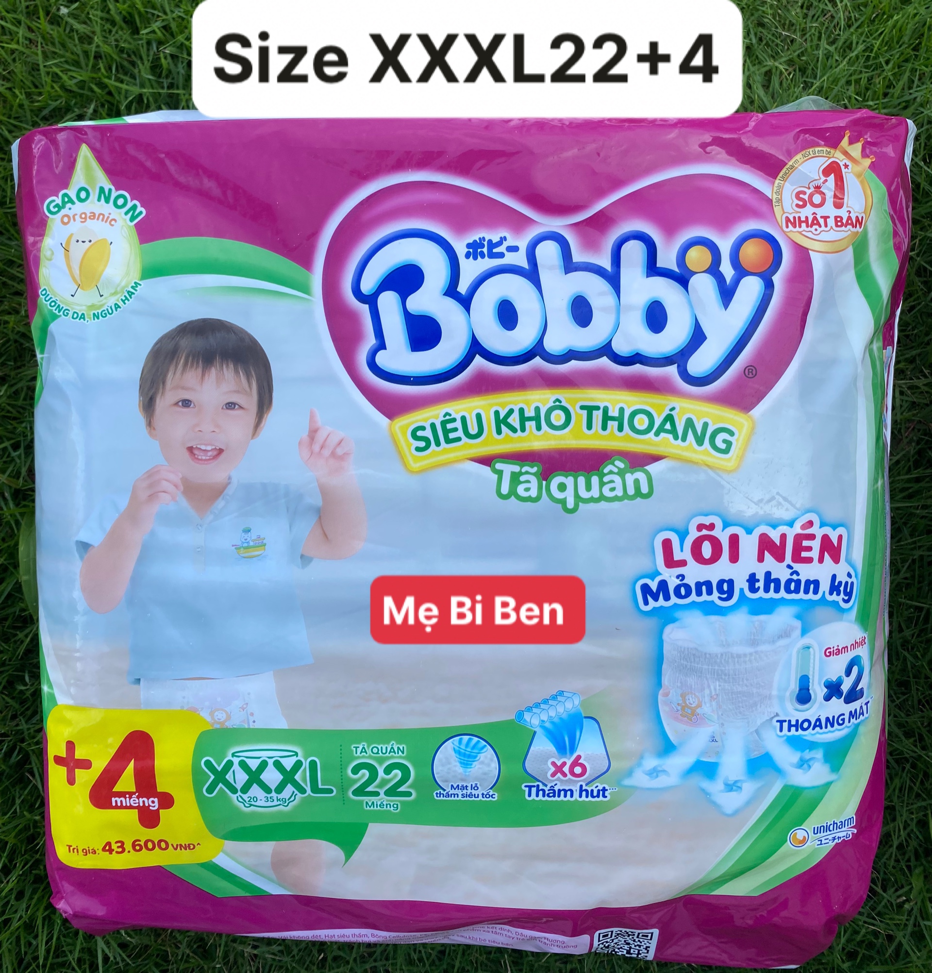 [CHÍNH HÃNG XXXL22+4] Tã Quần Bobby Size XXXL22+4 miếng Cho Bé 20-35Kg