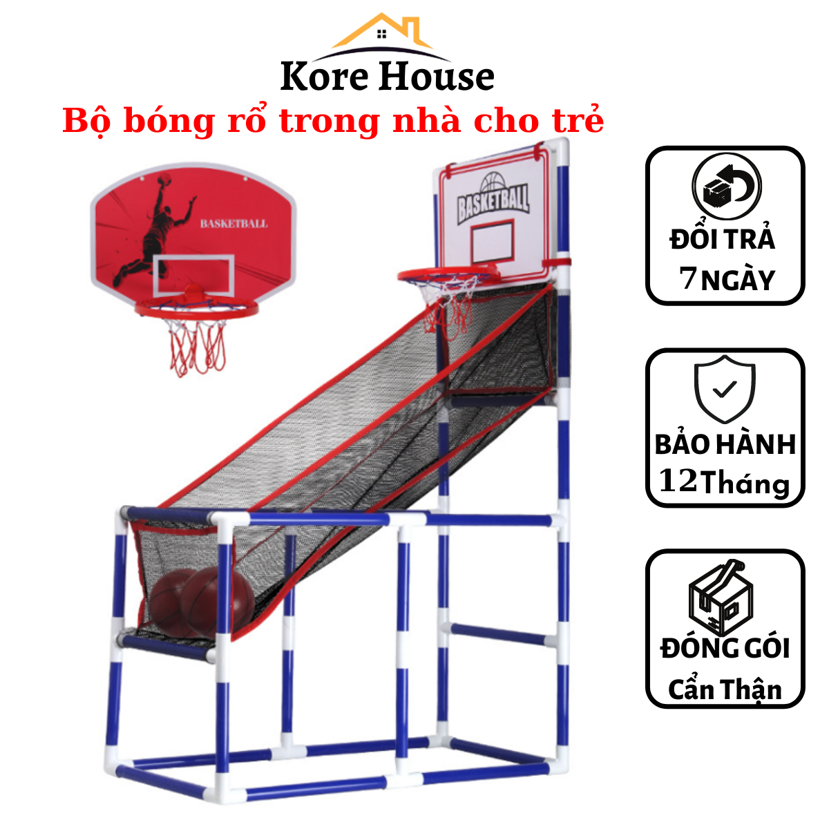 (Bảo Hành 12 Tháng) Bộ bóng rổ trong nhà cho trẻ em  thỏa sức chơi, thỏa sức vận động 47x92x140cm, dễ dàng tháo lắp tiện lợi