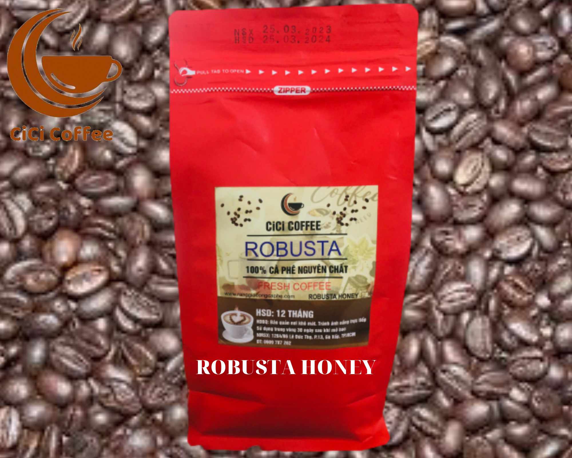 CÀ PHÊ HẠT RANG MỘC ROBUSTA HONEY 500gr