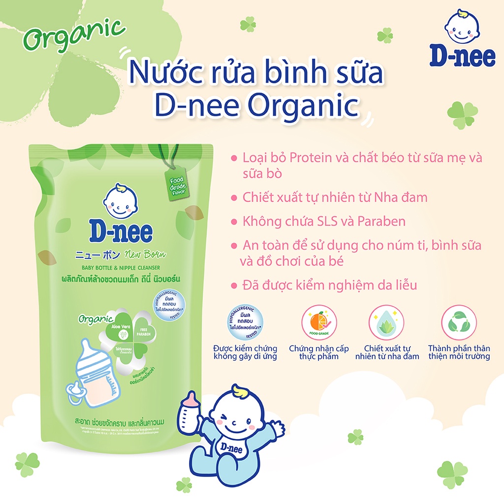 Nước Rửa Bình Sữa Dnee dành cho bé sơ sinh túi 600ml và chai 620ml