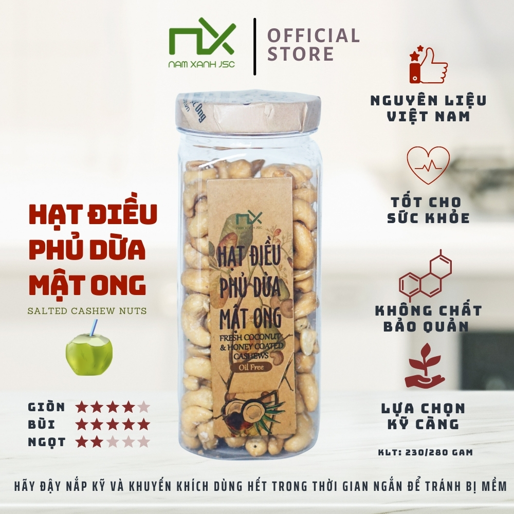 Hạt Điều Phủ Dừa Mật Ong 230g (280g)/ Fresh Coconuts And Honey Coated Cashews 230g (280g)