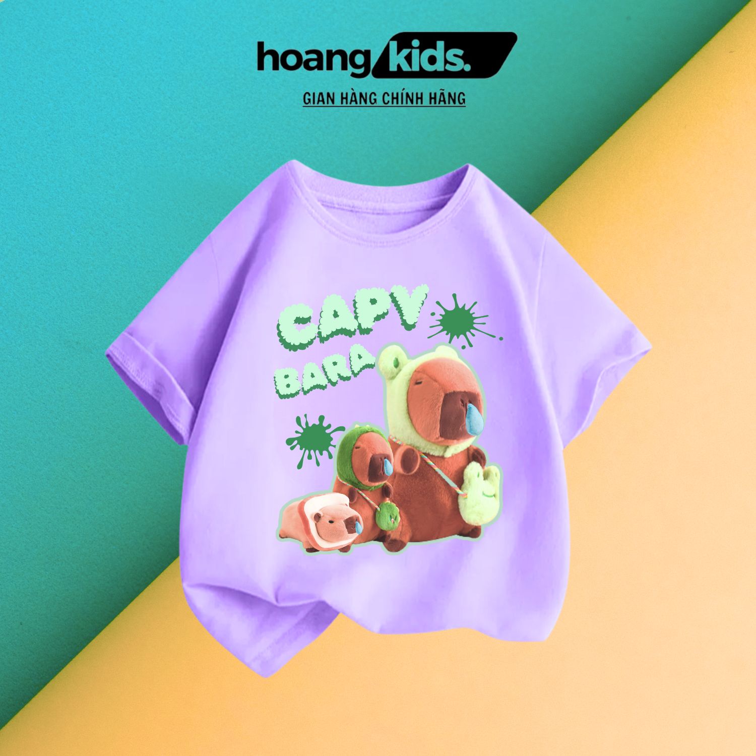 Áo thun in hình CAPYBARA chuột lang chảy nước mũi cộc tay bé gái mềm mịn,thấm hút mồ hôi từ 18-60kg hoangkids - 4