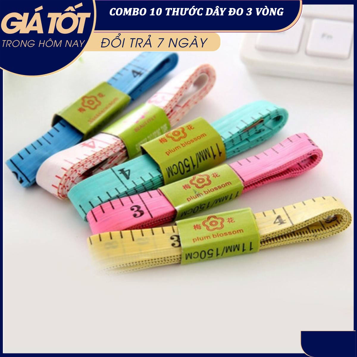 Bộ 10 thước dây đo chiều cao, thước dây, thước dây đo chiều dài, rộng, cao , thước dây đo kích thước 3 vòng, thước đo may vá, thước dây đo 3 vòng, thước dây nhà may ( màu ngẫu nhiên)