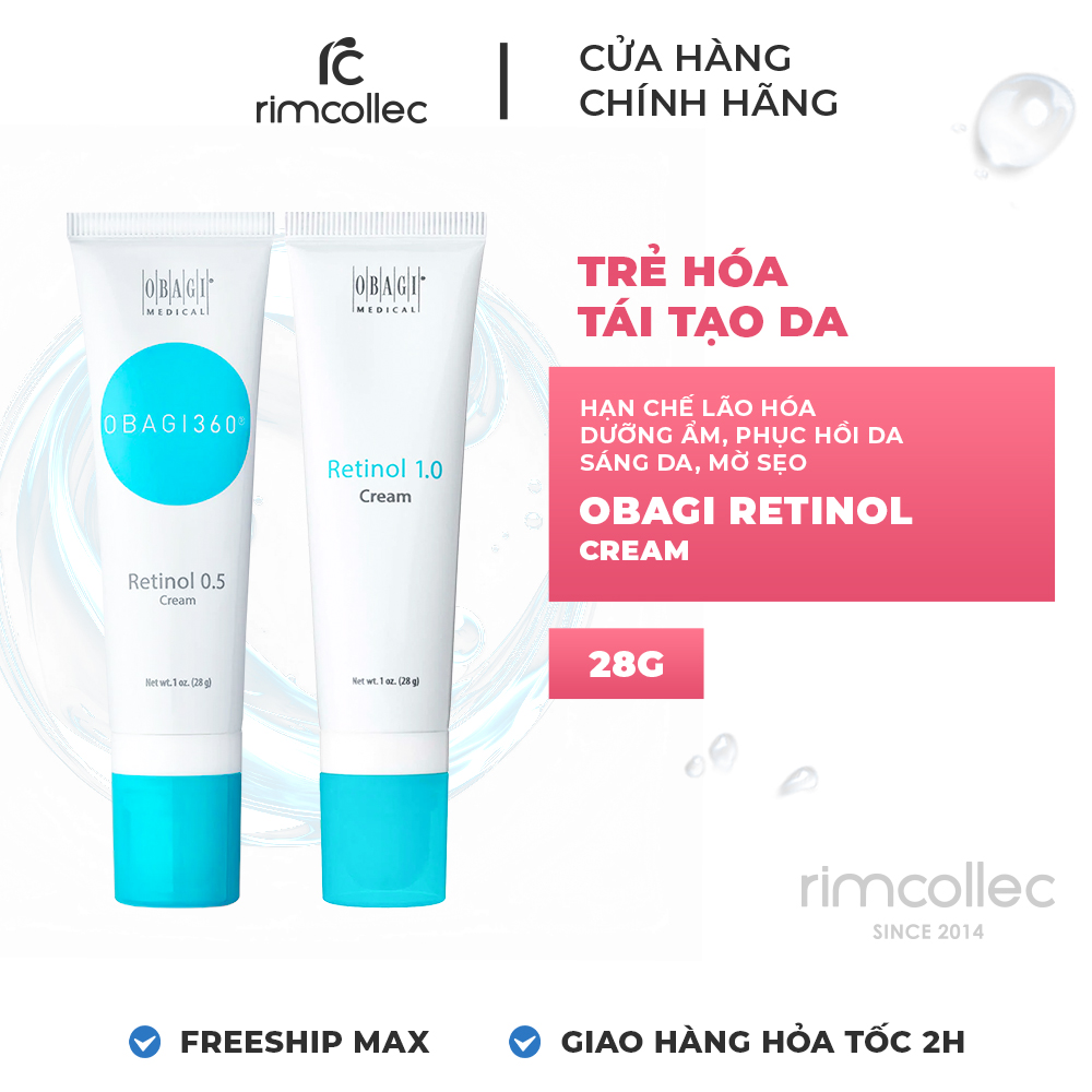 Obagi Retinol 1.0%/ Retinol Obagi 0.5% USA Kem dưỡng trẻ hóa hỗ trợ giảm mụn, chống lão hóa, giảm nếp nhăn giảm mụn 28g