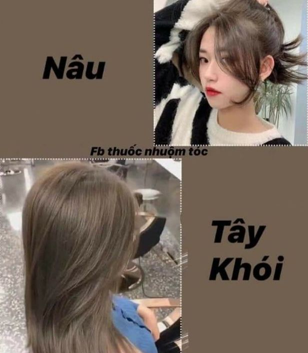 Thuốc Nhuộm Tóc Combo Màu Nâu Vàng Khói_ Nâu Tây Khói, Tặng Oxy Trợ Nhuộm, Cần Phải Tẩy Tóc