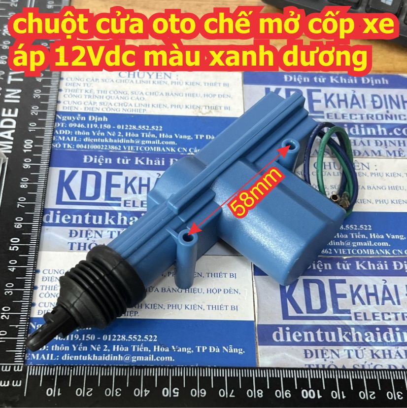 chuột cửa oto, chế mở cốp xe áp 12Vdc màu xanh dương kde7058