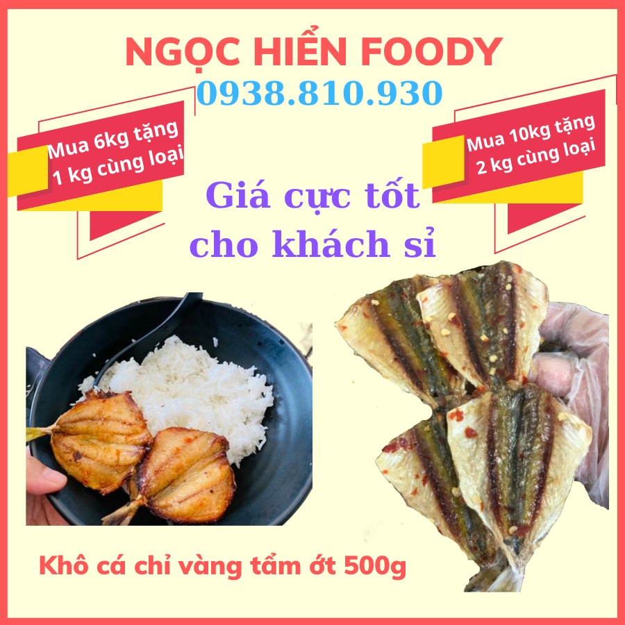 [Chuyên sỉ hàng khô đi nước ngoài] Khô cá chỉ vàng tẩm gia vị Loại 1, gói 500g ( cam kết giống như trong hình hút chân không )