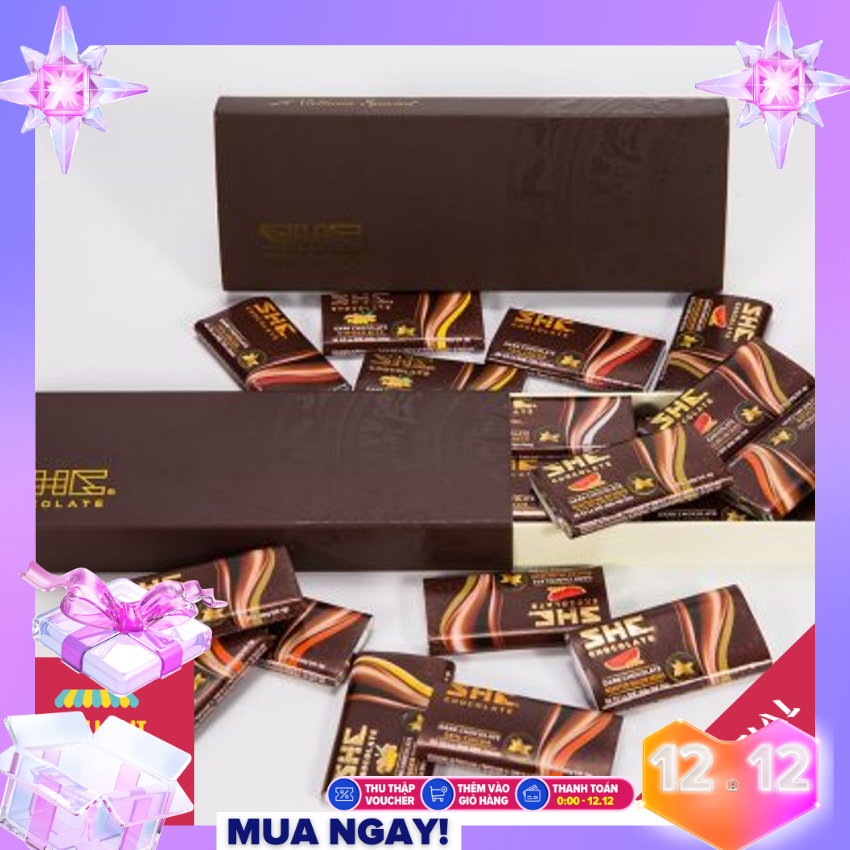 [HCM][QUÀ TẶNG SOCOLA]Hộp socola 12 thanh với 3 hương vị độc đáo từ 54% 72% và 75% cacao là socola thanh cao cấp giúp bạn nạp đầy năng lượng cho ngày mới và thích hợp làm quà tặng bạn bè người thân trong những dịp đặc biệt