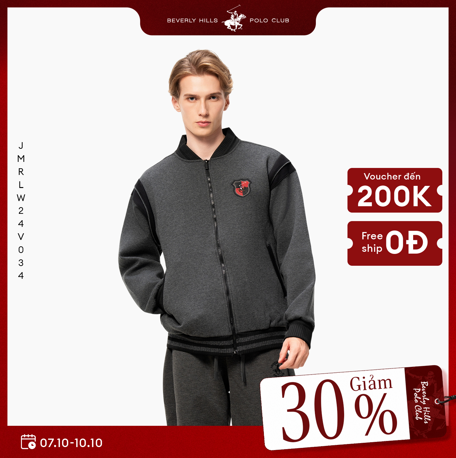 Beverly Hills Polo Club - Áo Jacket Nam Regular Fit JMRLW24V034