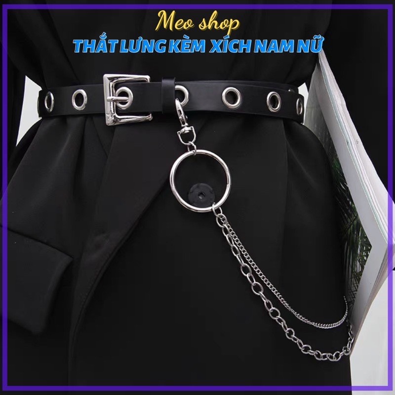 Thắt lưng Nữ Nam dây xích chain Unisex nhiều lỗ tròn TL006 - Dây nịt nam nữ chain xích lỗ tròn 1 hàng cá tính Hàn Quốc ngầu da đẹp