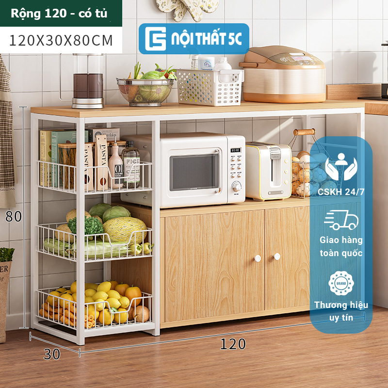 Kệ Để Lò Vi Sóng, Tủ Bếp Nhiều Ngăn Đa Năng Lắp Ghép Gỗ MDF
