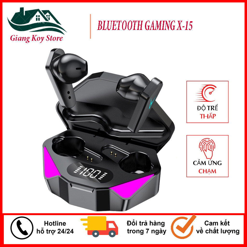 Tai nghe bluetooth gaming x15 - tai nghe chơi game chuyên game - âm thanh chất lượng - giảm tiếng ồn - hạn chế trễ - pin trâu