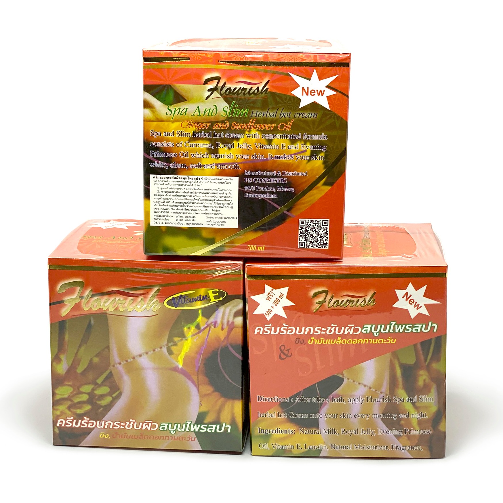 Bộ 3 hộp kem tan mỡ bụng gừng ớt Flourish Thái Lan