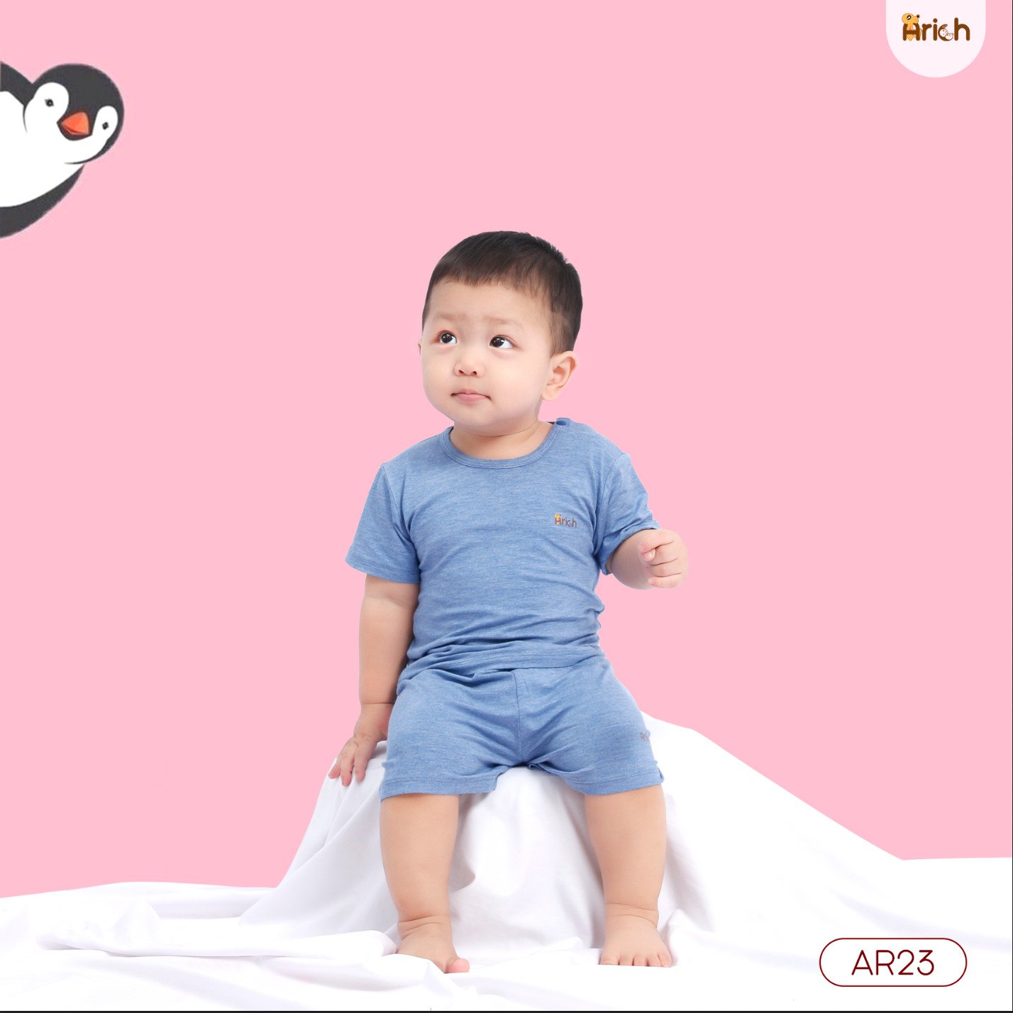đồ bộ ngắn tay màu trơn arich vải sợi tre kháng khuẩn, bộ cộc tay cài vai mềm mịn cho bé trai, bé gái size từ 6 tháng đến 5 tuổi 1