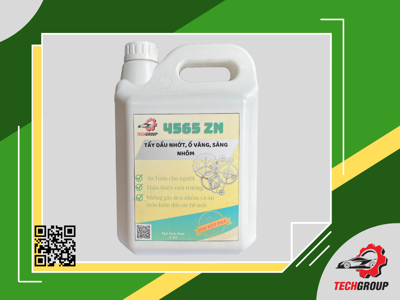 Dung dịch tẩy dầu nhớt, ố vàng, sáng nhôm Techgroup 4565 ZN – 5 Lít