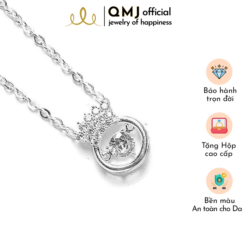 QMJ Dây chuyền bạc Vương miện đá nhảy lấp lánh bạc 925 cao cấp, thiết kế tinh tế phù hợp với cô nàng yêu thích sự độc lạ, vòng cổ thời trang nữ đẹp - QDL0313