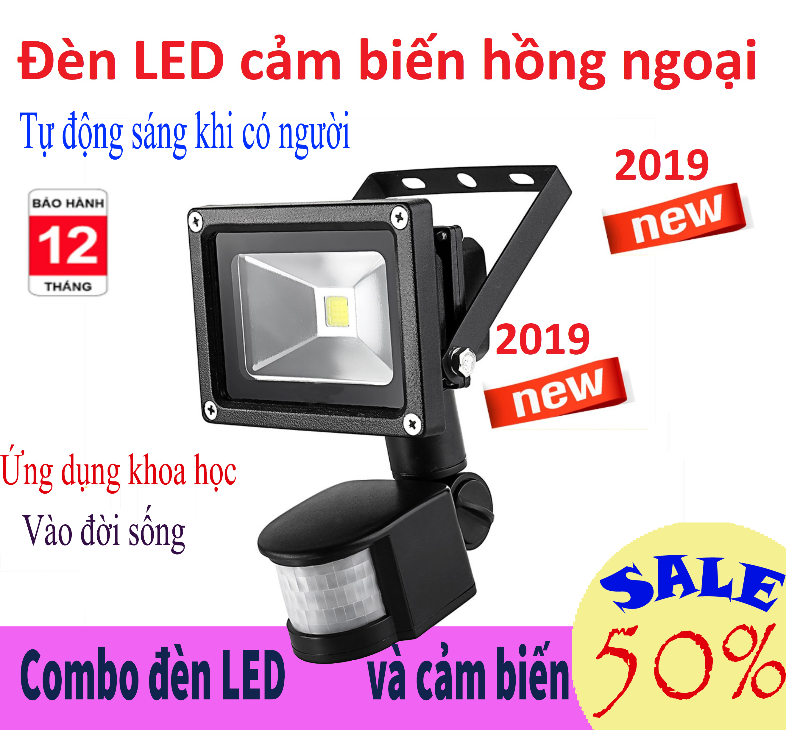 Đèn Led Cảm Biến Công Suất Lớn 10W, Đèn Led Siêu Sáng, CHống Trộm Hồng Ngoại - - Đèn LED Kèm Cảm Biến Tắt Bật Tự Động, Bảo Hành Uy Tín