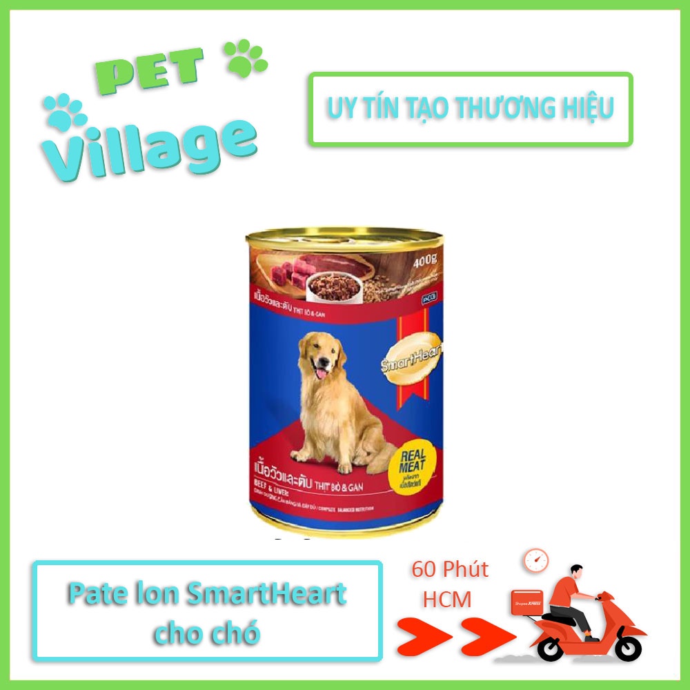 Pate lon Smart Heart 400g dành cho chó lớn vị bò và gan