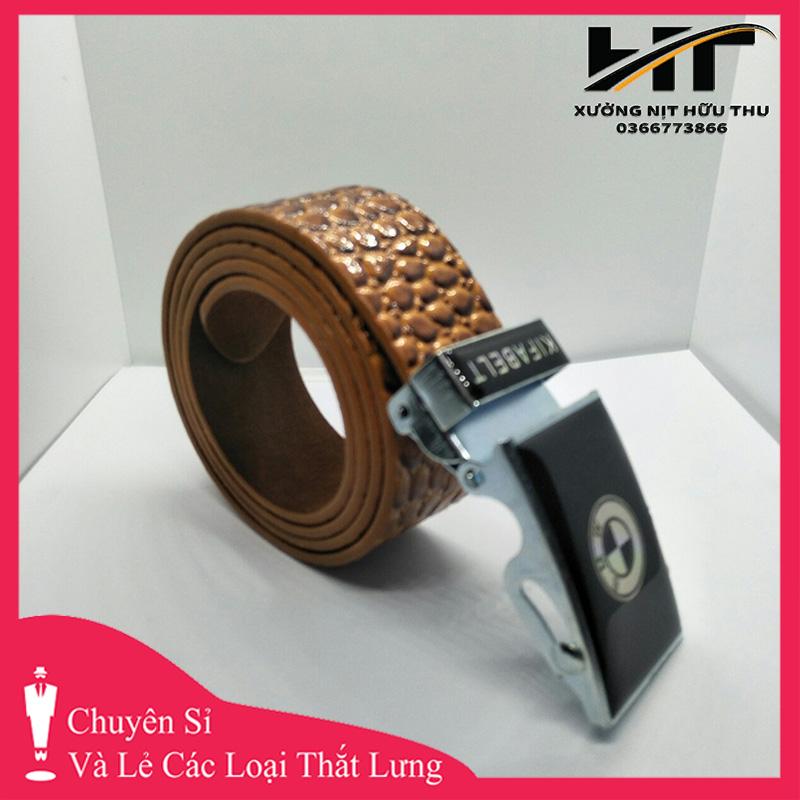 Thắt Lưng Nam Dây Vân Da Rắn Nâu Đỏ và Dậm - bảo hành 12 tháng