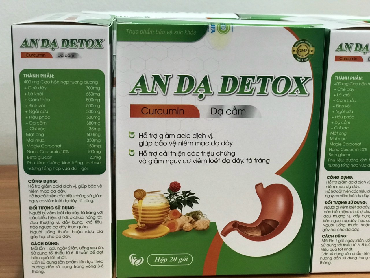 An dạ detox - curcumin nano - thảo dược hỗ trợ giảm acid dịch vị ,giảm viêm loét dạ dày tá tràng - hộp 20 gói