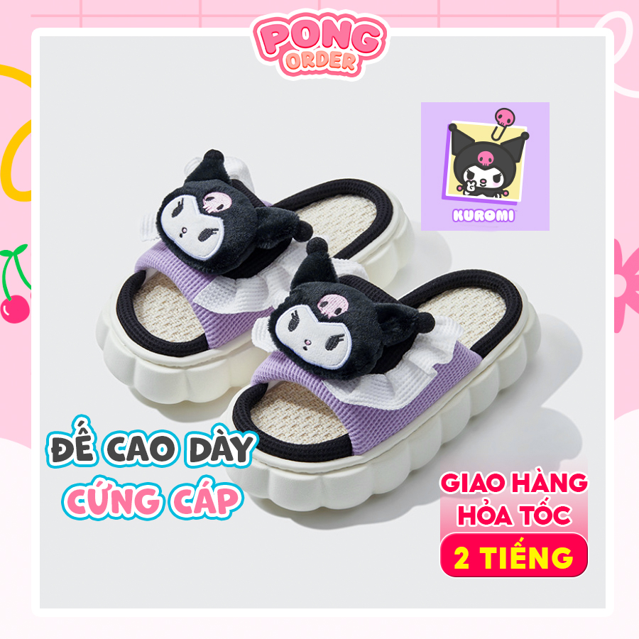 Dép mang trong nhà nữ kuromi mẫu mới đế cao dày 5cm