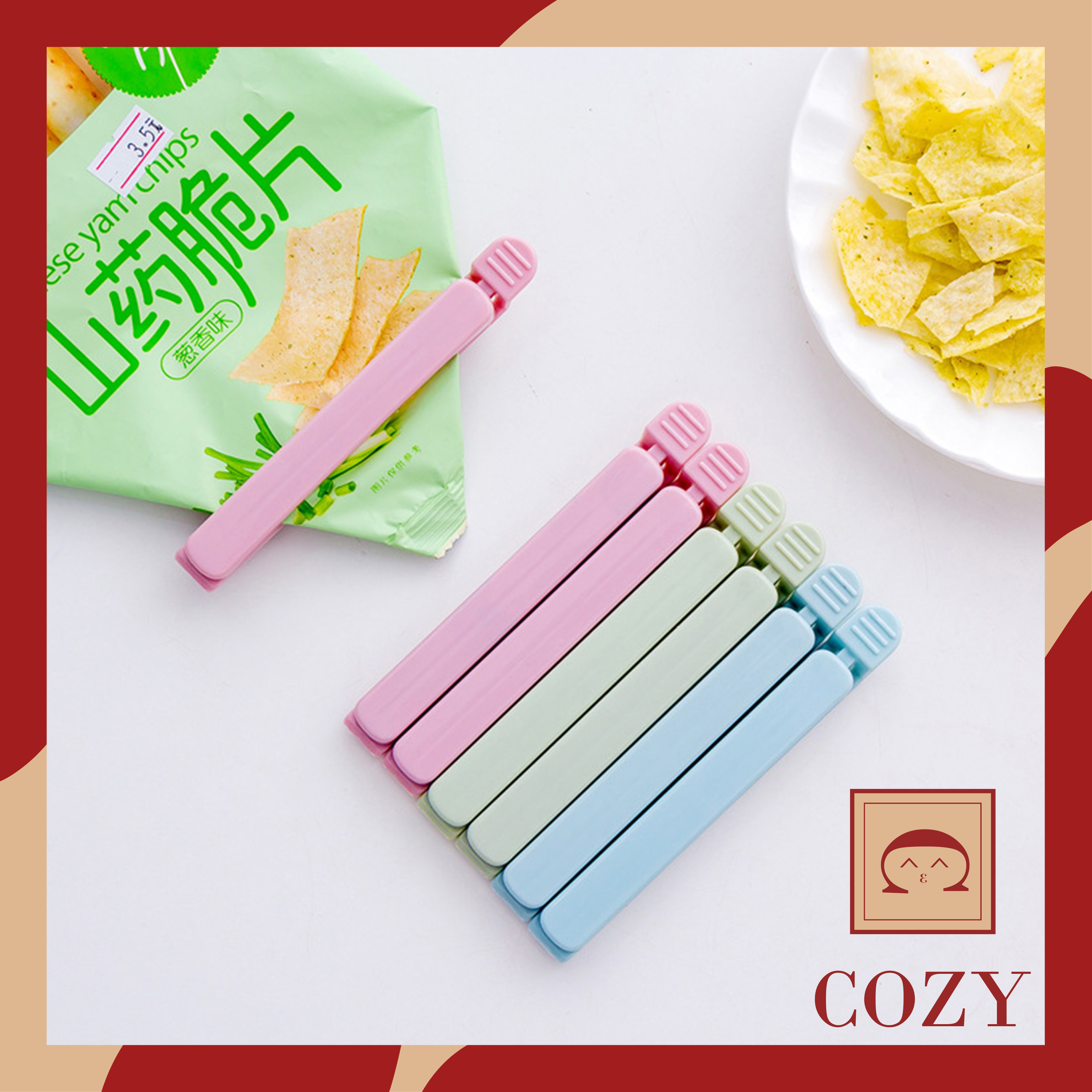 Combo 5 cái kẹp miệng túi thực phẩm Cozy Style, thanh kẹp bao bì, Combo 5 cái