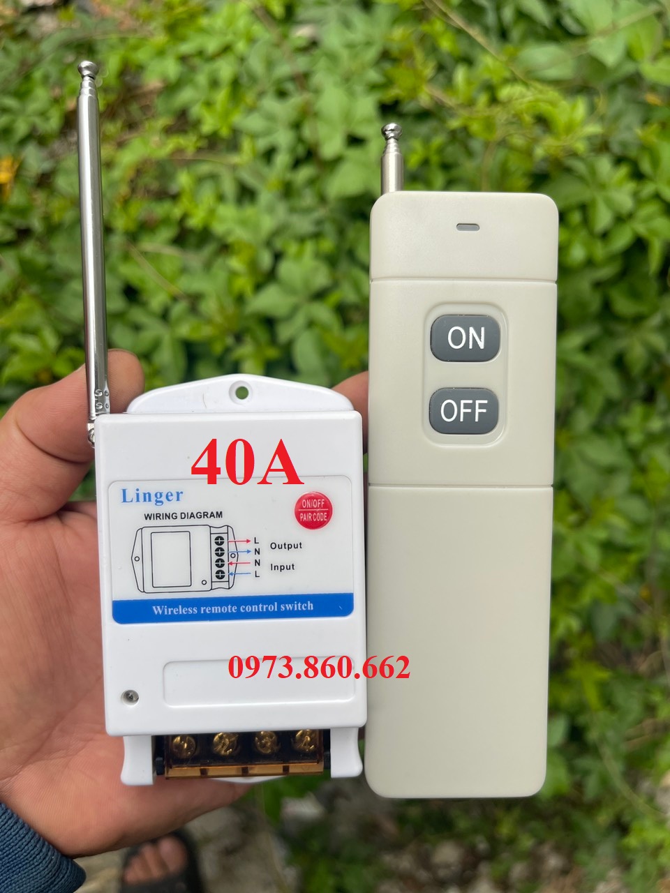 Công tắc điều khiển từ xa 220v 1000 mét 40A Linger có nút học lệnh