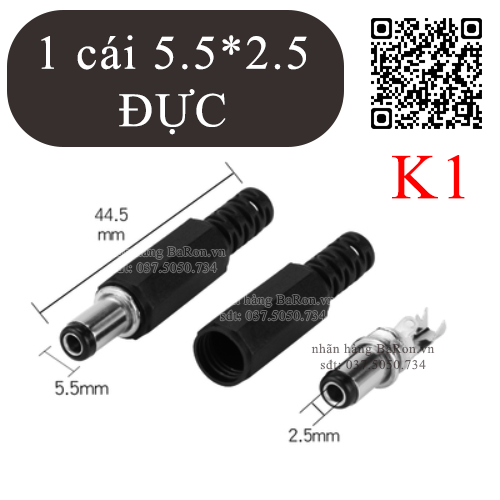 Jack cắm nguồn dc 5.5x2.1 jack đực 5.5x2.5