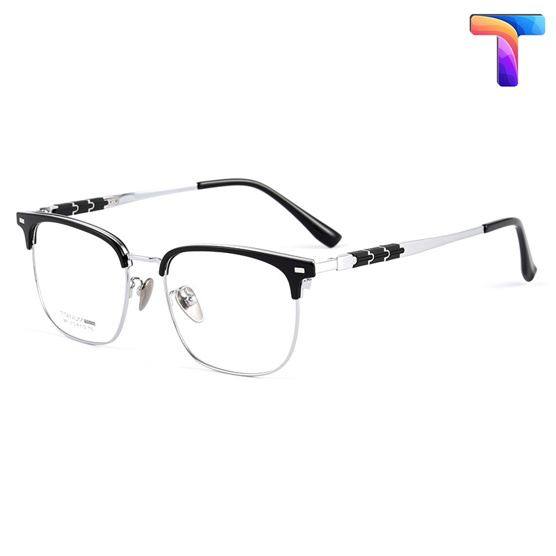 Gọng kính nam nữ vuông cao cấp Titanium 9019