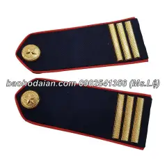 Cầu vai bảo vệ - Cầu vai cấp hiệu lực lượng bảo vệ - vệ sĩ chuyên nghiệp - cầu vai gắn áo bảo vệ ( nền xanh đen ,gạch đồng, viền đỏ,nút đồng),Hình thật, có sẵn