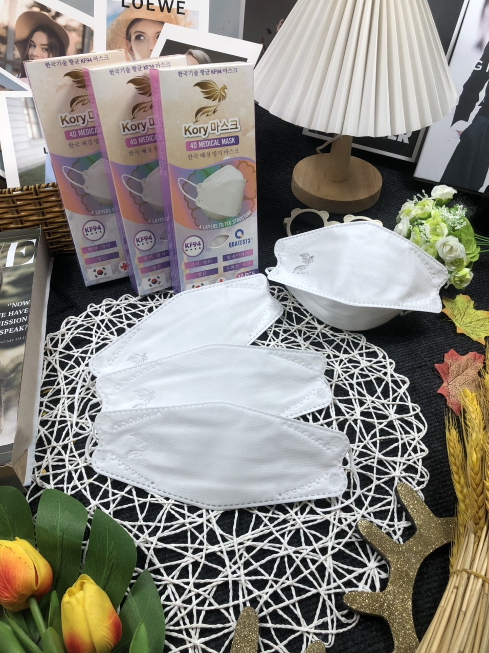 [HCM]hộp 10 cái 4D Màu XANH 4 lớp KF94 công nghệ Hàn Quốc kháng khuẩn (10 cái/ hộp)