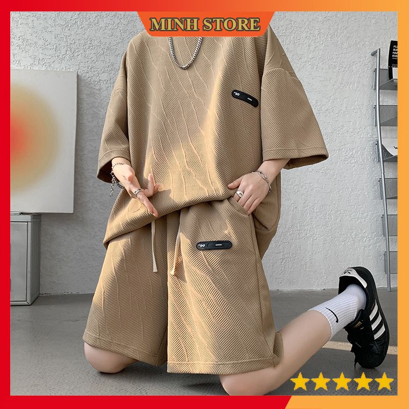 Bộ đồ thể thao Nam Nữ Mùa Hè Chất xốp vân cao cấp, bộ đồ ngắn tay nam nữ, bộ cộc tay nam nữ Cổ Tròn hottrend hè 2024 BO21 - MINHSTORE66