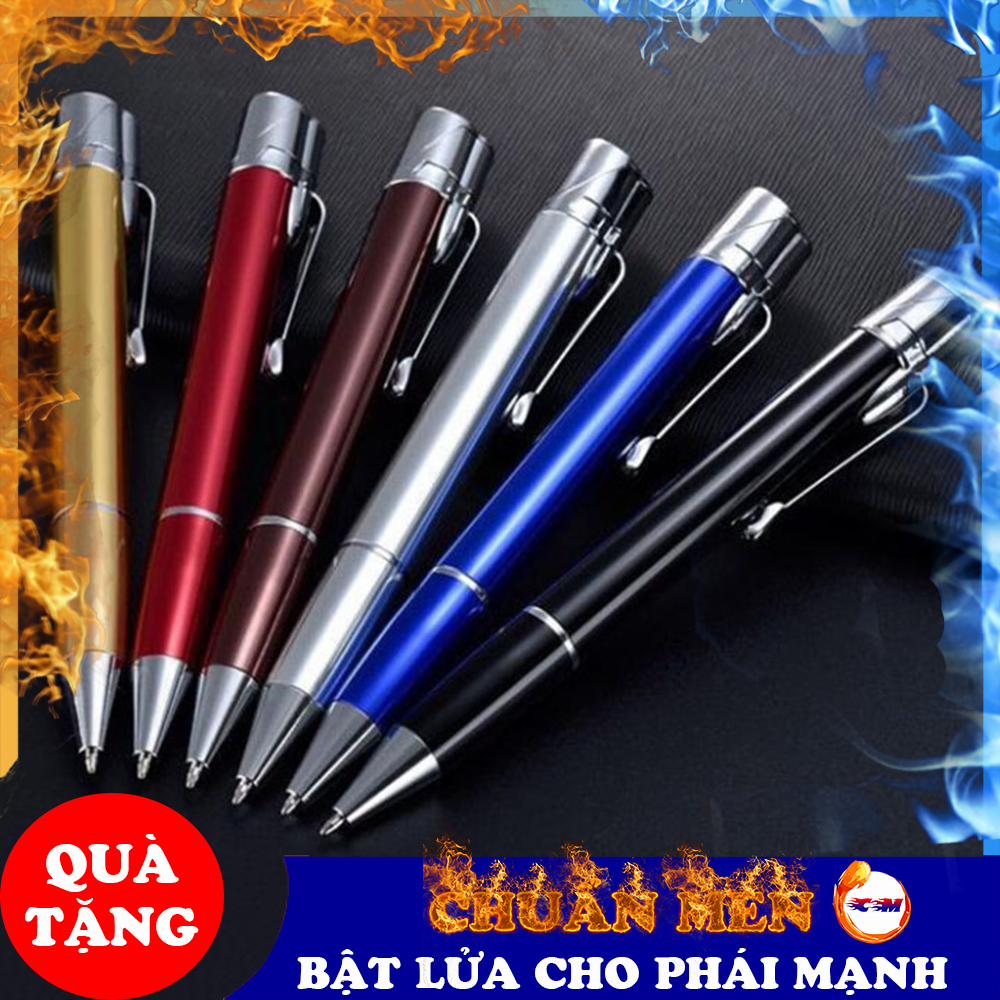 Bật lửa khò Chuẩn Men ga kiêm bút bi 2 trong 1 dùng gas độc lạ chất liệu kim loại - GD0943