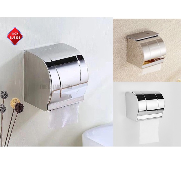 Lô giấy vệ sinh inox 304 cao cấp - hộp đựng giấy vệ sinh inox treo tường hàng đẹp cao cấp