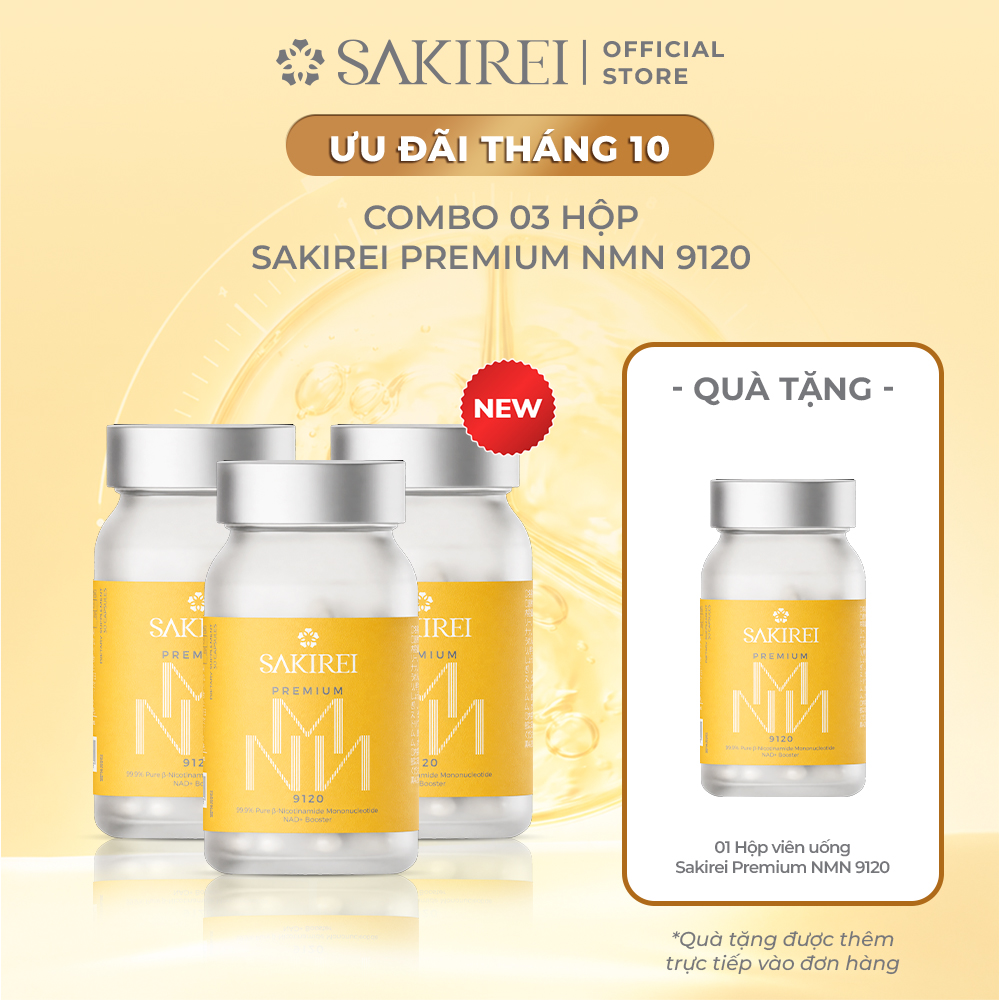 Combo of 3 Boxes of Nmn Supplement Pills to Support Health and Beautify Skin Sakirei Premium Nmn 9120 - 3000Mg Nmn Box of 30 Pills