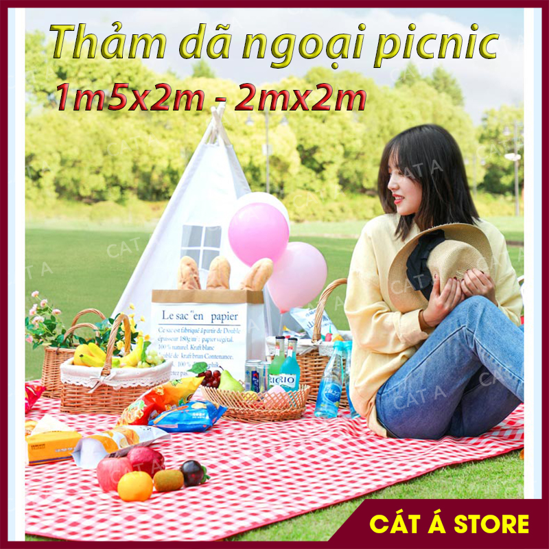 THẢM DÃ NGOẠI, DU LỊCH, PICNIC CAO CẤP - Chống thấm nước, họa tiết caro,  gấp gọn tiện lợi - 2 kích thước dễ lựa chọn !