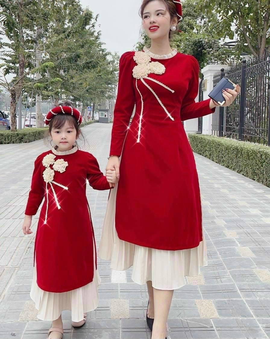 Set áo dài siêu xinh cho chị em phối màu siêu trẻ trung xinh đẹp cho các nàng thiết kế xòe tà cực tôn dáng cho chị em, thời trang nữ cao cấp up