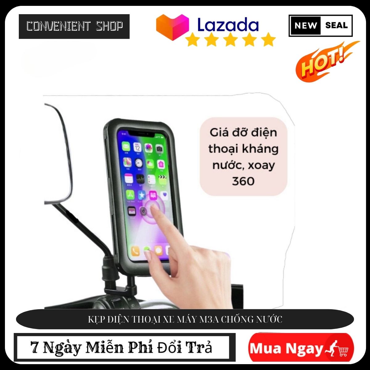 Giá đỡ điện thoại xe máy , kẹp điện thoại xe máy . kẹp điện thoại xe máy m3a chống nước - giá đỡ điện thoại .