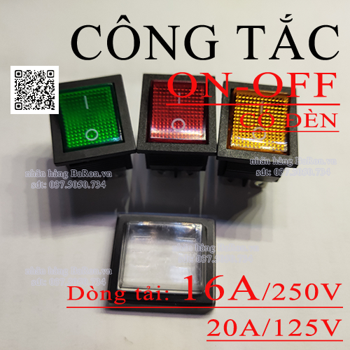 Công tắc bập bênh KCD4 loại 4 chân có đèn báo - 20A/125V 16A/250V