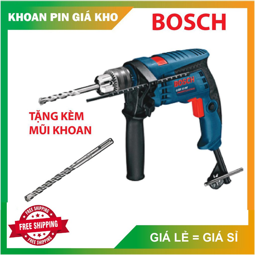 [TẶNG MŨI KHOAN 8MM] Máy Khoan Điện Cầm Tay, Máy Khoan Động Lực Bosch13RE (khoan tường, bê tông, gỗ, sắt...), Hàng Loại 1, Lõi Đồng 100%