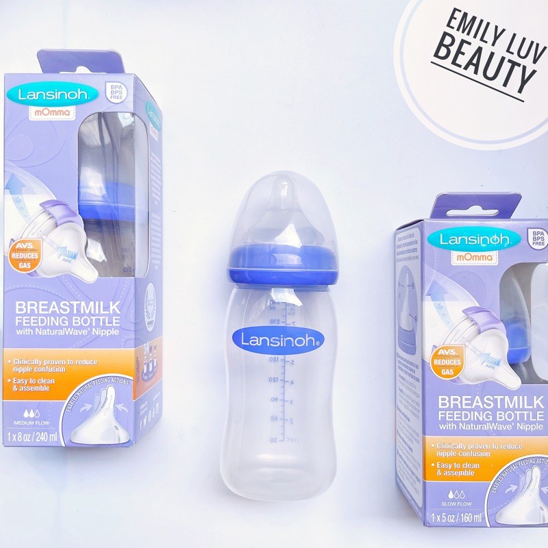 Bình sữa lansinoh 160ml/240ml chọn núm s/m/l