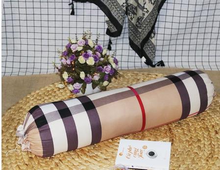 Vỏ gối ôm Cotton Poly,bao gối ôm 35x100cm mẫu kẻ bbry