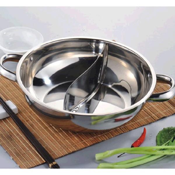 Nồi nấu nẩu hai ngăn bằng inox 28cm có thể tích hợp trên mọi loại bếp, bếp ga , bếp từ bếp hồng ngoại có nắp đậy siêu tiện dụng khi nấu nẩu