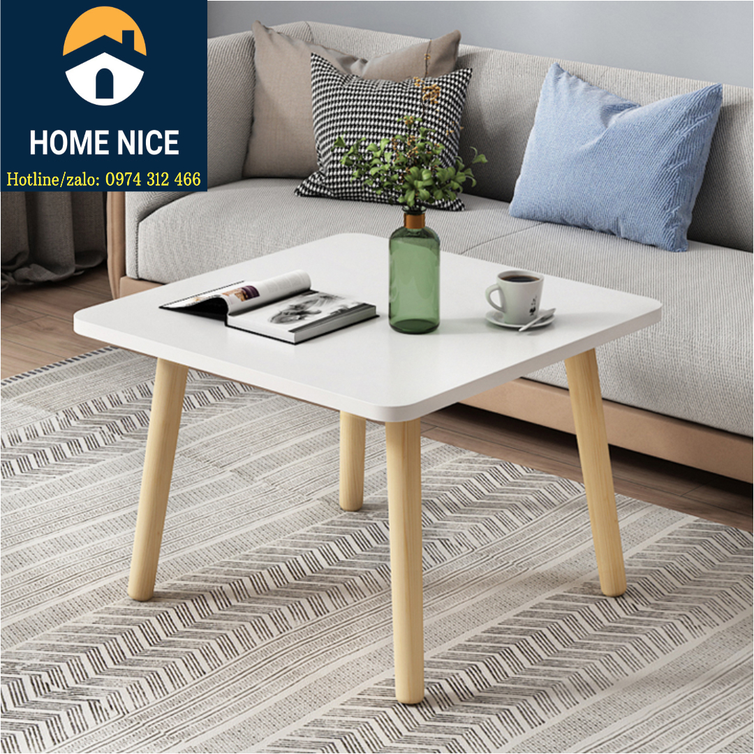 Bàn trà sofa tròn chân gỗ tự nhiên bàn cafe decor bệt 4042