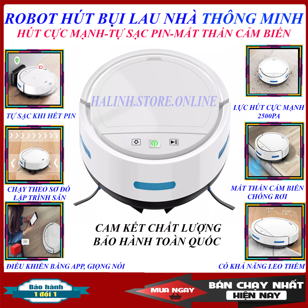 ROBOT HÚT BỤI LAU NHÀ THÔNG MINH - TỰ SẠC   Điều Khiển Bằng Giọng Nói, App. ROBOT TỰ SẠC -ĐI THEO SƠ ĐỒ -CHỐNG RƠI-HÚT SIÊU KHỎE [ BẢO HÀNH 12 THÁNG], [ MIỄN PHÍ VẬN CHUYỂN, HOÀN TIỀN MAX ]