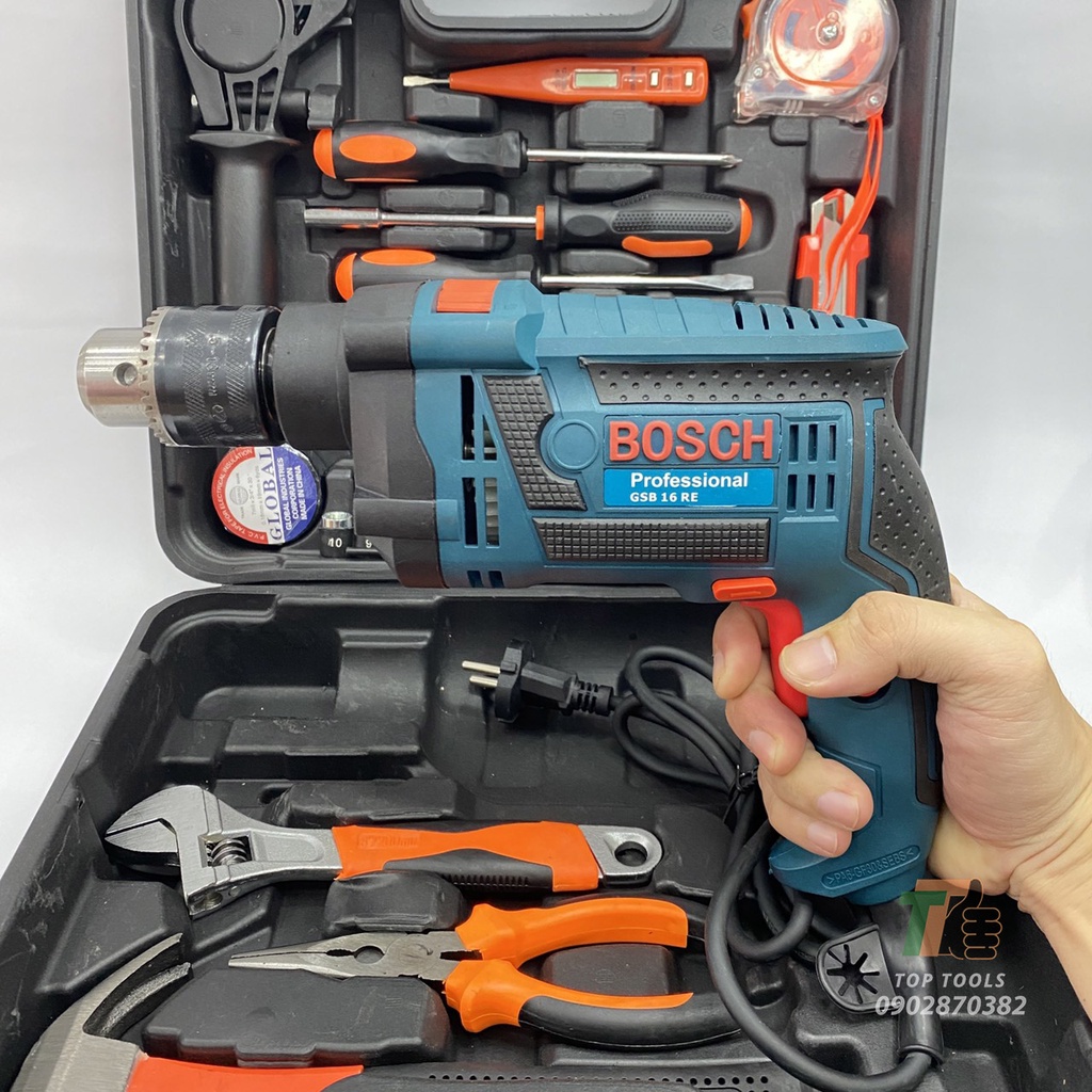 Bộ máy khoan đa năng, máy khoan điện cầm tay bosch, khoan tường, khoan sắt, khoan gỗ, được tặng kèm bộ phụ kiện đa năng